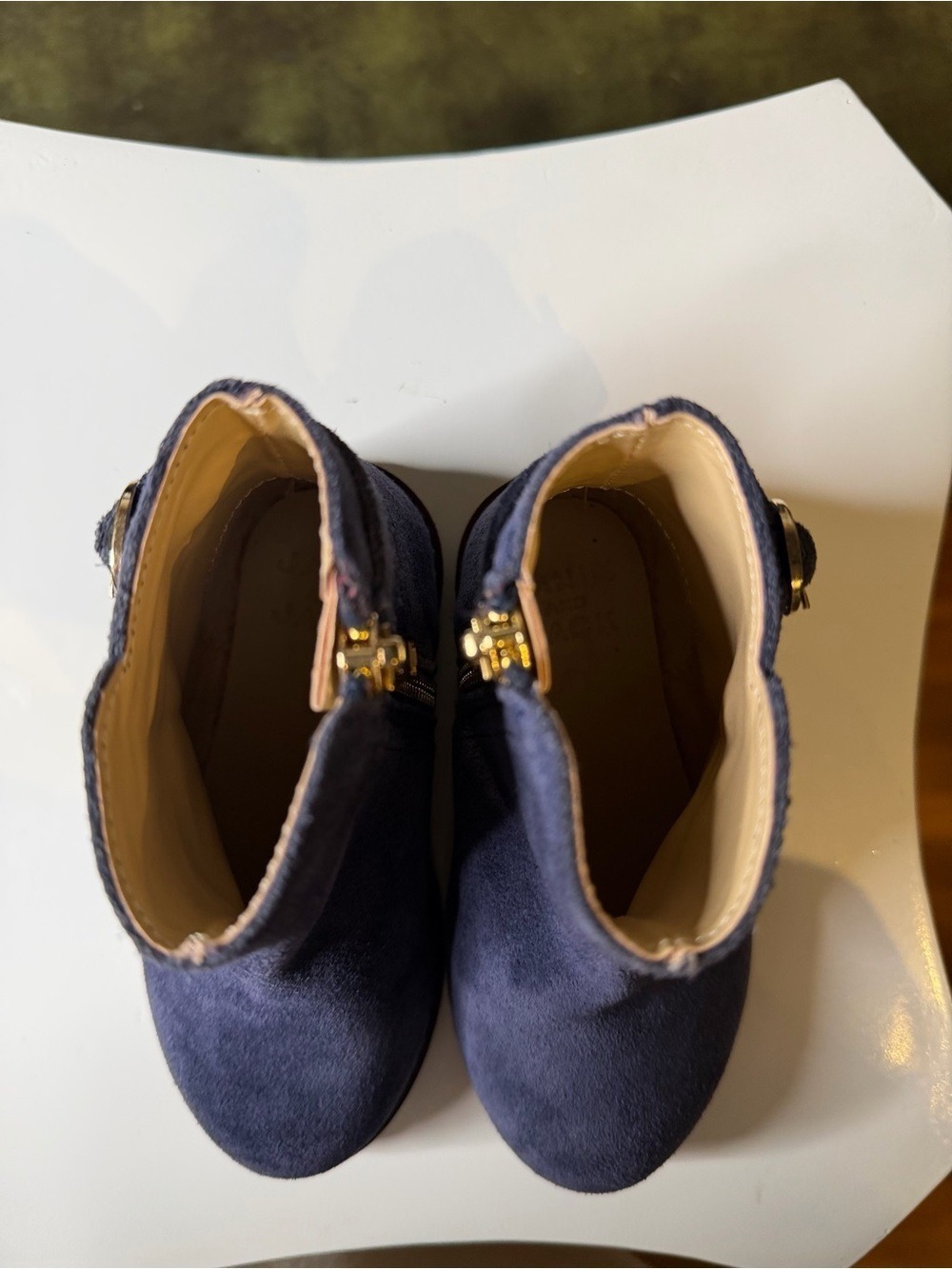 Janie and Jack Navy Suede Zip Ankle Boots Size 7 - Picture 10 of 12